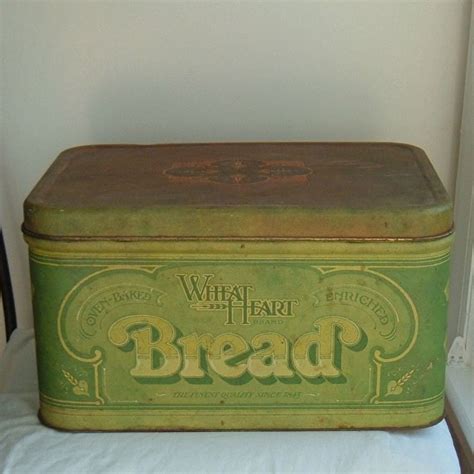 vintage painted metal bread box|old fashioned metal bread bin.